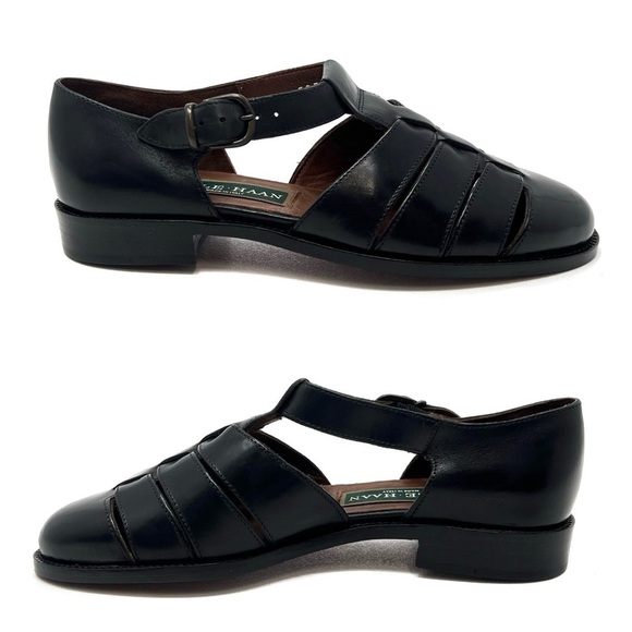 Vintage Cole Haan Fisherman Sandals Women’s Size 5 Black Woven Made in Italy EUC - Picture 2 of 11
